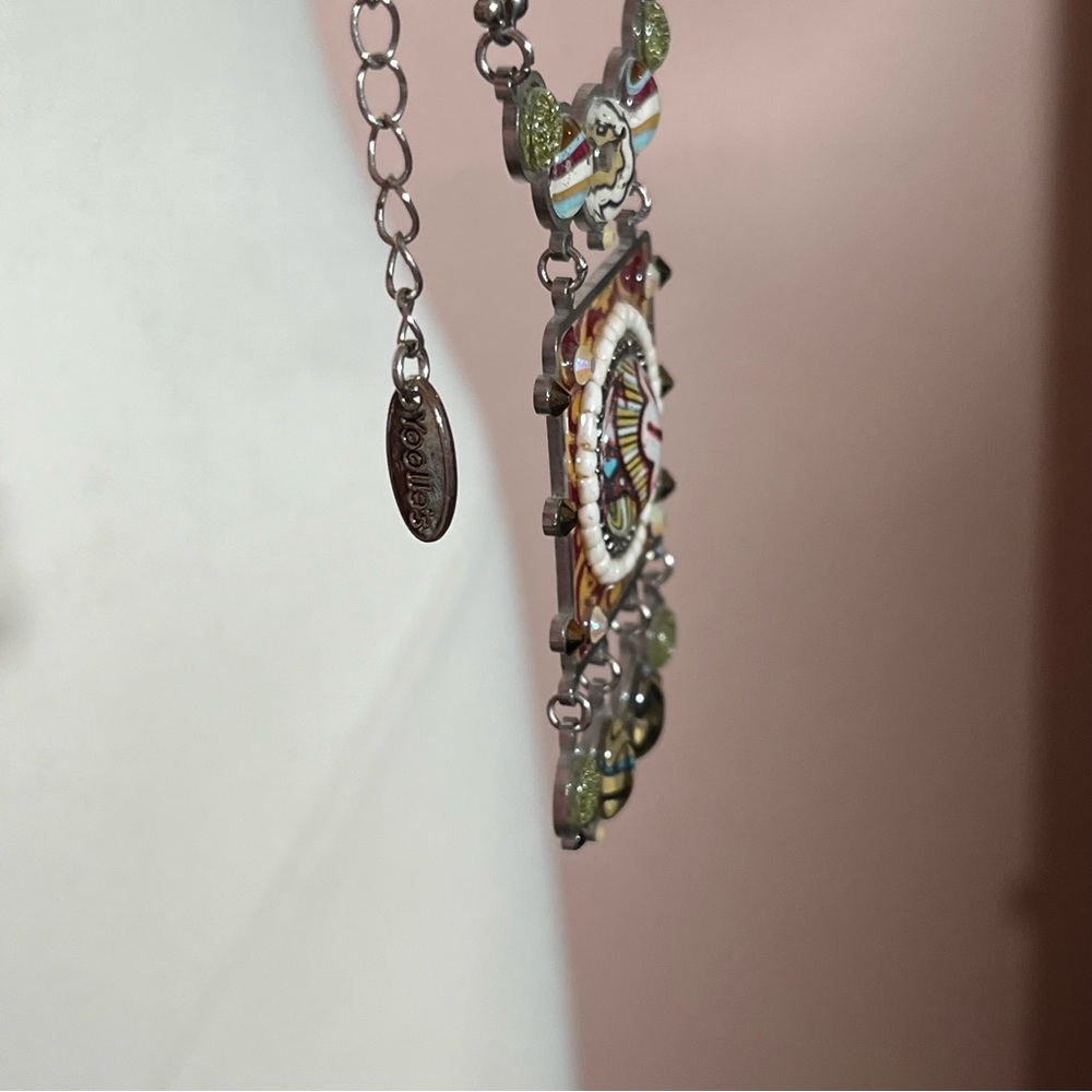 VGUVC Yoolles Estate Multicolor Silver Pendant Necklace w/Gold & Red Accents - Picture 9 of 15